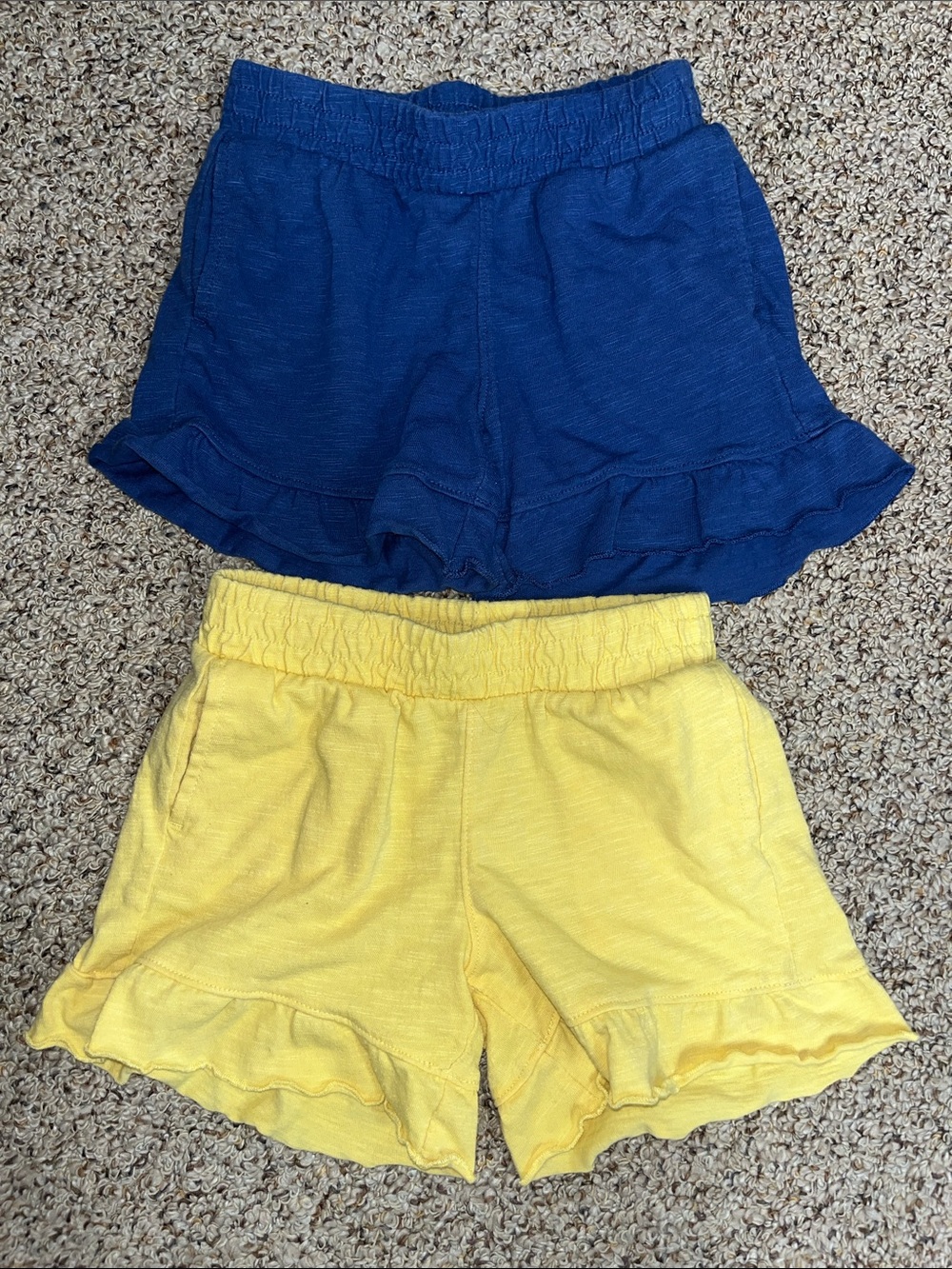 🍀6/$20 Cat & Jack Girls' Ruffle Hem Knit Shorts - Blue & Yellow